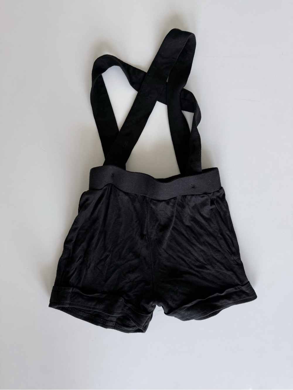 kate quinn Black Kids Suspender Shorts bamboo 18-24 months